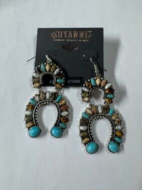 Shyanne Turquoise Multi-Color Horseshoe Drop Earrings
